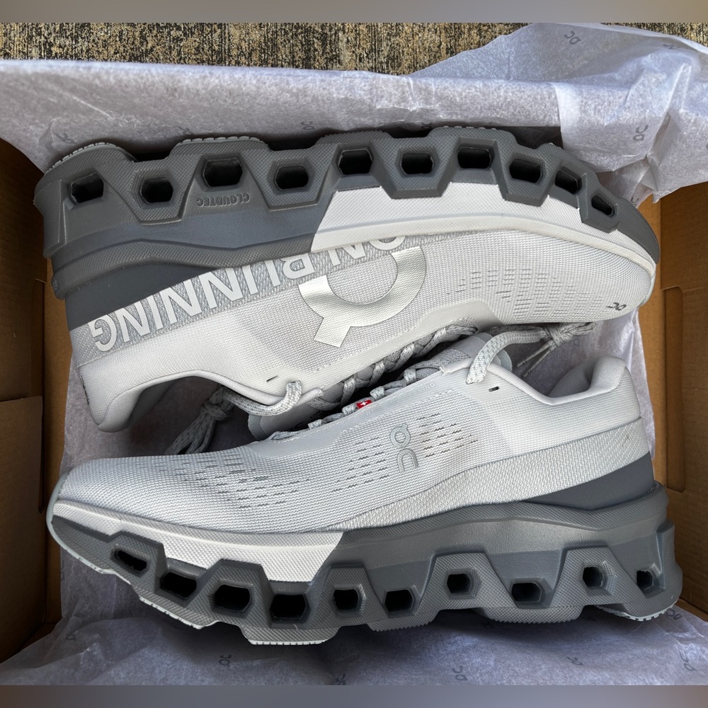 On Running Light Gray and Dark Gray Athletic Shoes